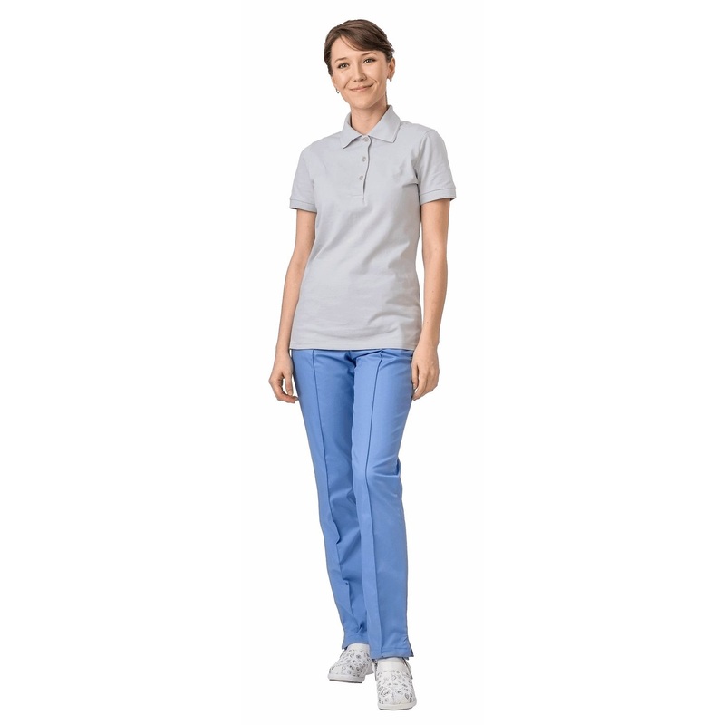 Изображение товара Женская футболка поло М-27 светло-серая короткий рукав размер 48