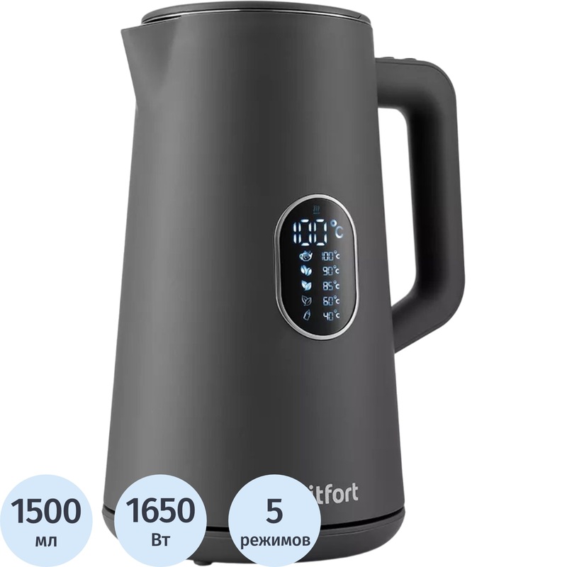 Изображение товара Чайник электрический Kitfort КТ-6115-2 серый Изображение товара Чайник электрический Kitfort КТ-6115-2 серый