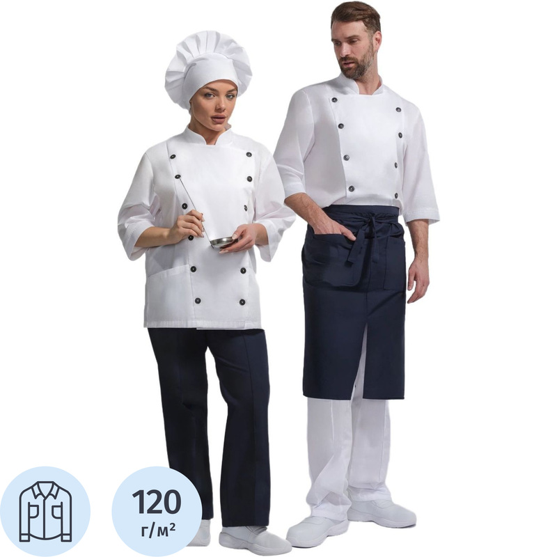 Изображение товара Куртка поварская у14-КУ белая рукав 3/4 размер 48-50 рост 170-176