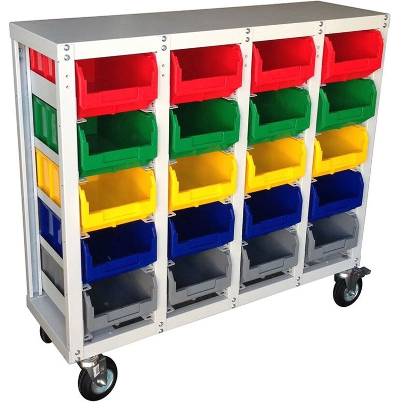 Изображение товара Металлический стеллаж с направляющими мобильный 1080х350х850 мм для хранения инструментов и мелкошт