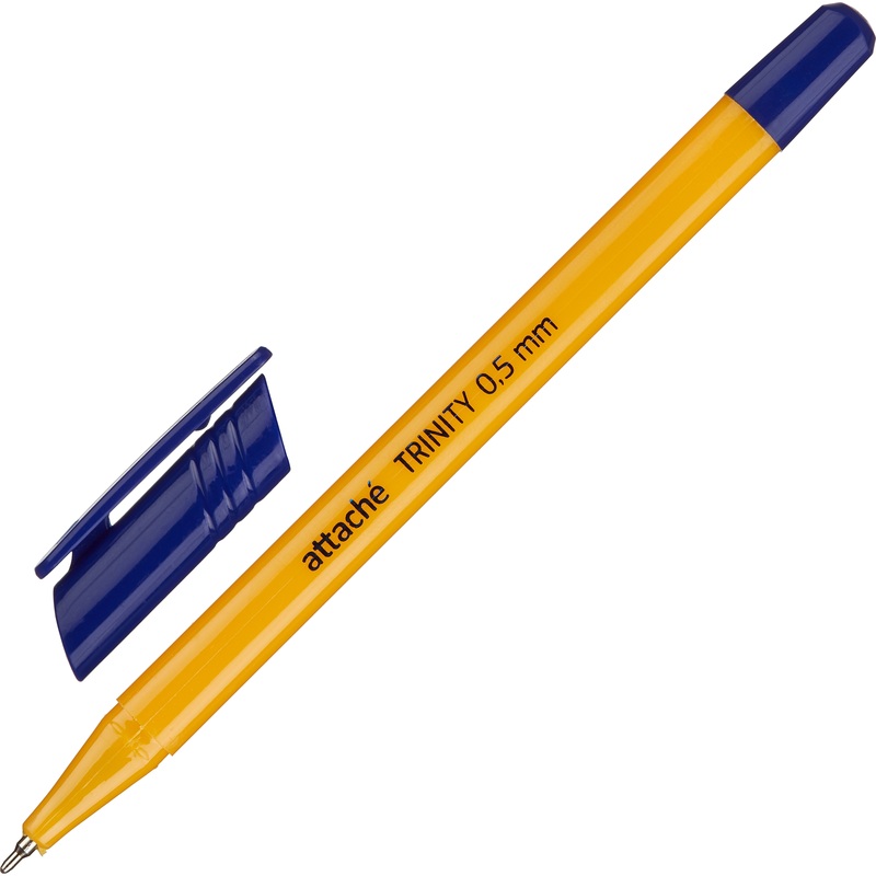 Изображение товара Ручка Attache Trinity Economy синяя 0.5 мм, трёхгранная, сменный стержень
