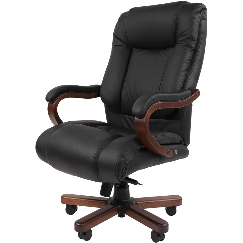 Изображение товара Кресло для руководителя 503 чёрное (натуральная кожа с компаньоном, металл)