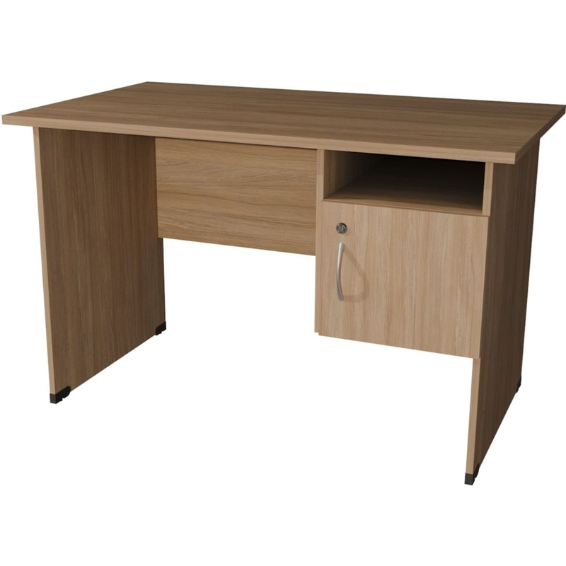 Изображение товара Стол прямой Комус Мебель Well с тумбой (дуб урбан янтарный)