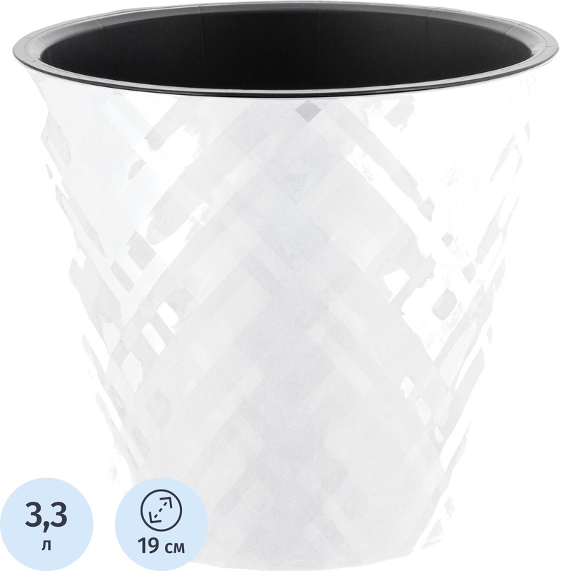Изображение товара Горшок для цветов InGreen Manhattan 3.3л с внутренней вставкой белоснежный жасмин