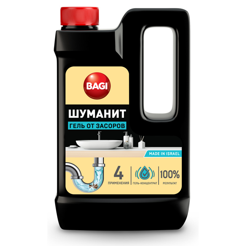Изображение товара Средство для прочистки труб Bagi Шуманит гель 450 мл эффективное для устранения засоров