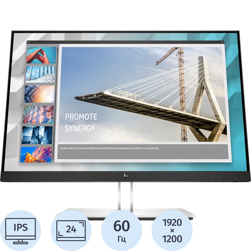 Изображение товара Монитор 24" HP E24i G4 чёрный/серебристый (9VJ40AA)