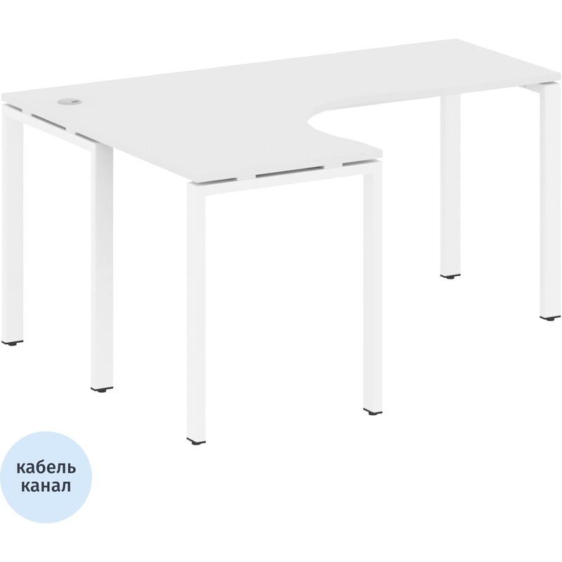 Изображение товара Эргономичный рабочий стол Metal System Style БП.СА-4 Л белый 1600х1200х750 мм