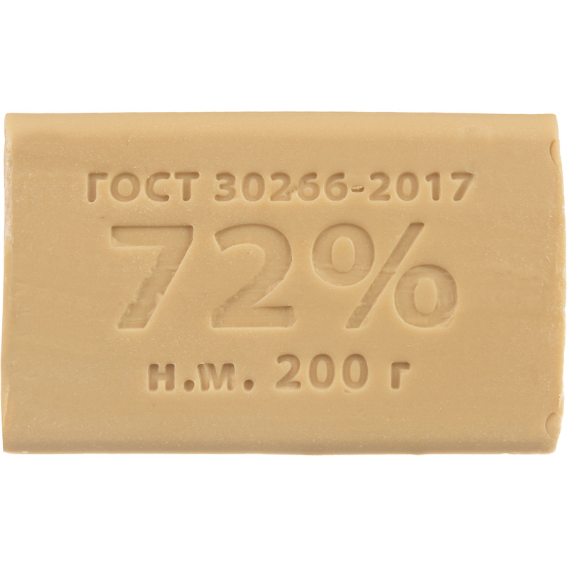 Изображение товара Мыло хозяйственное КМЗ 72% 200 г без обёртки оптовая упаковка 60 шт Россия