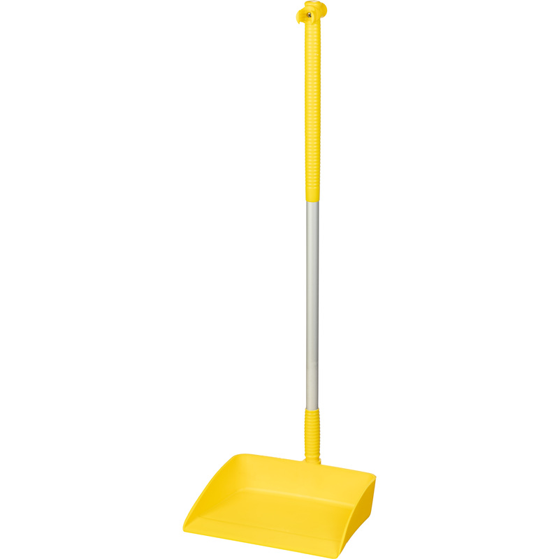 Изображение товара Совок для мусора NV пластик с металлической ручкой жёлтый 30 см