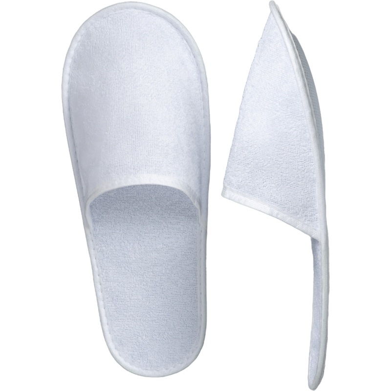 Изображение товара Одноразовые махровые полиэстеровые тапочки закрытый мыс 3мм белые 100 пар