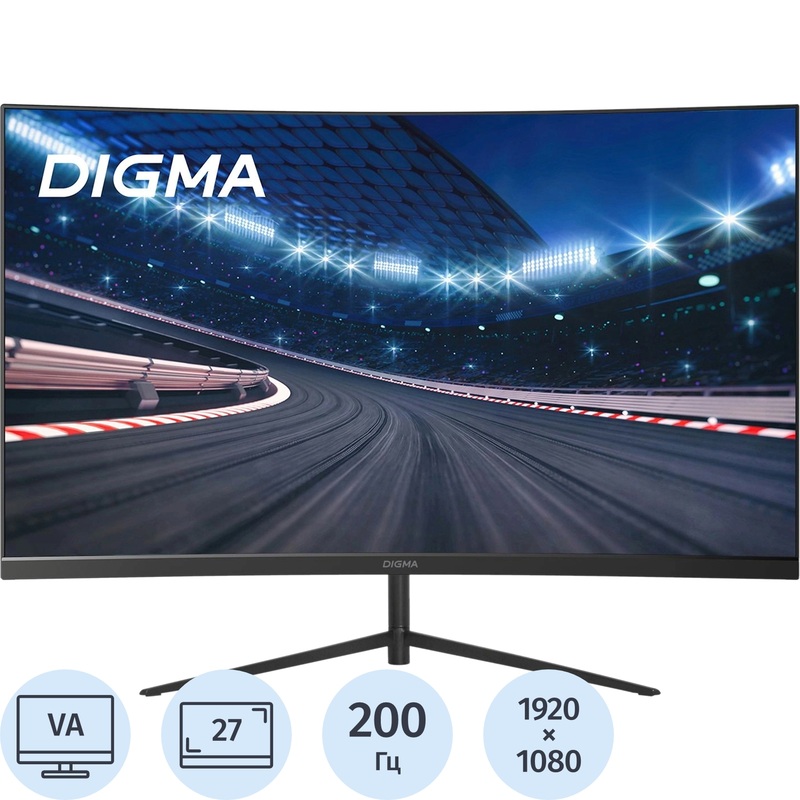 Изображение товара Геймерский монитор Digma Overdrive 27A511F с изогнутым VA-экраном 27 дюймов Изображение товара Геймерский монитор Digma Overdrive 27A511F с изогнутым VA-экраном 27 дюймов