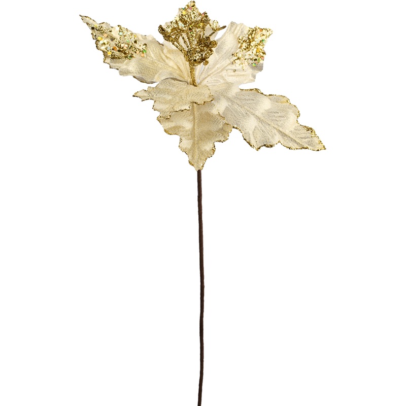 Изображение товара Украшение Magic Time Цветок на стебле из полиэстера золотистого цвета