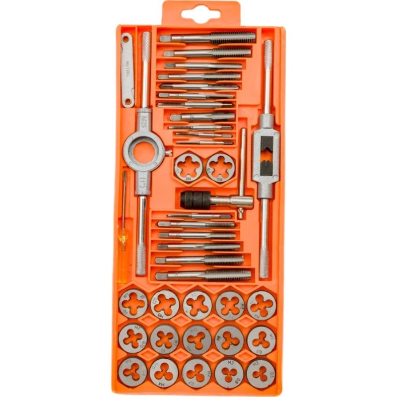 Изображение товара Набор резьбонарезной 40 предметов метчик плашка воротки для внутренней и наружной резьбы