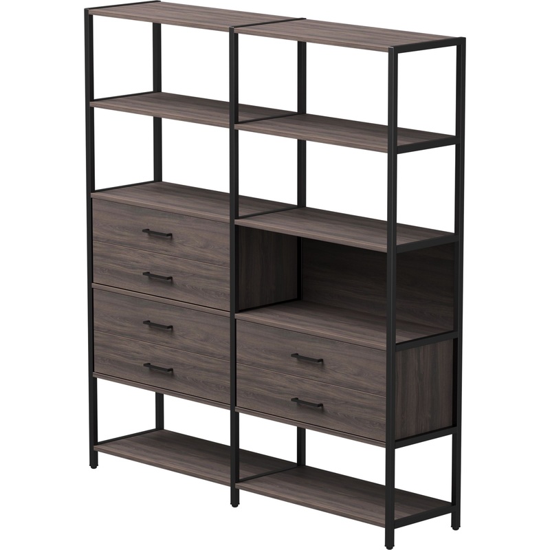 Изображение товара Стеллаж для документов EVO 254ST8DK9005 дуб пасадена и чёрный 1840 мм