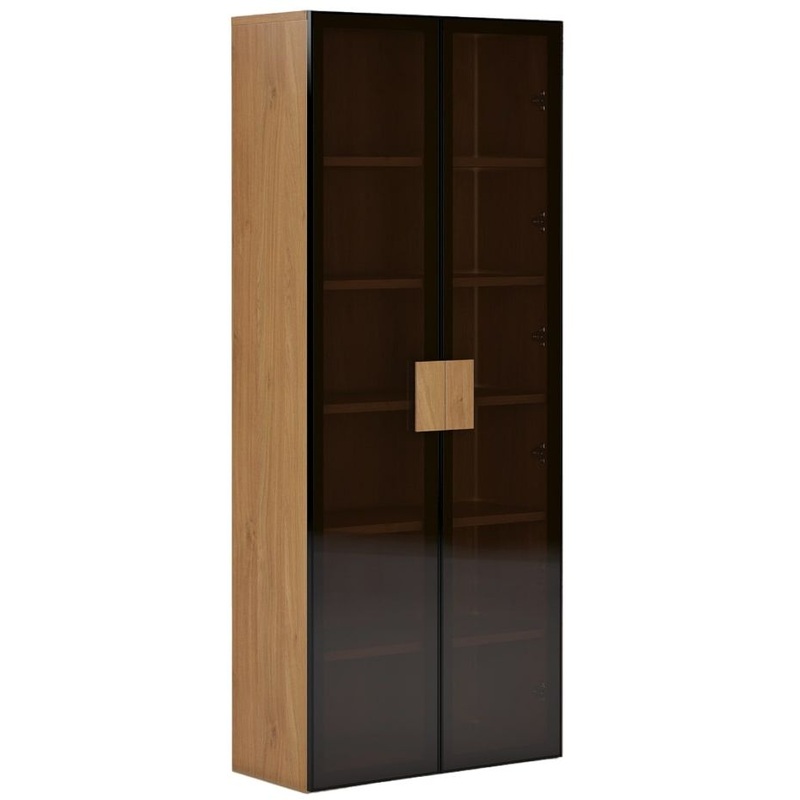 Изображение товара Шкаф для документов KYU1215G со стеклом (дуб кендал/черный матовый, 900х420х2200 мм)