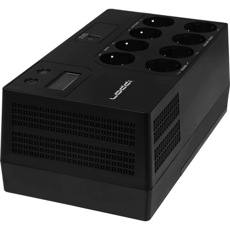 Изображение товара Источник бесперебойного питания Ippon Kirpich 650 line-interactive 650ВА, USB, дисплей, 8 разъемов