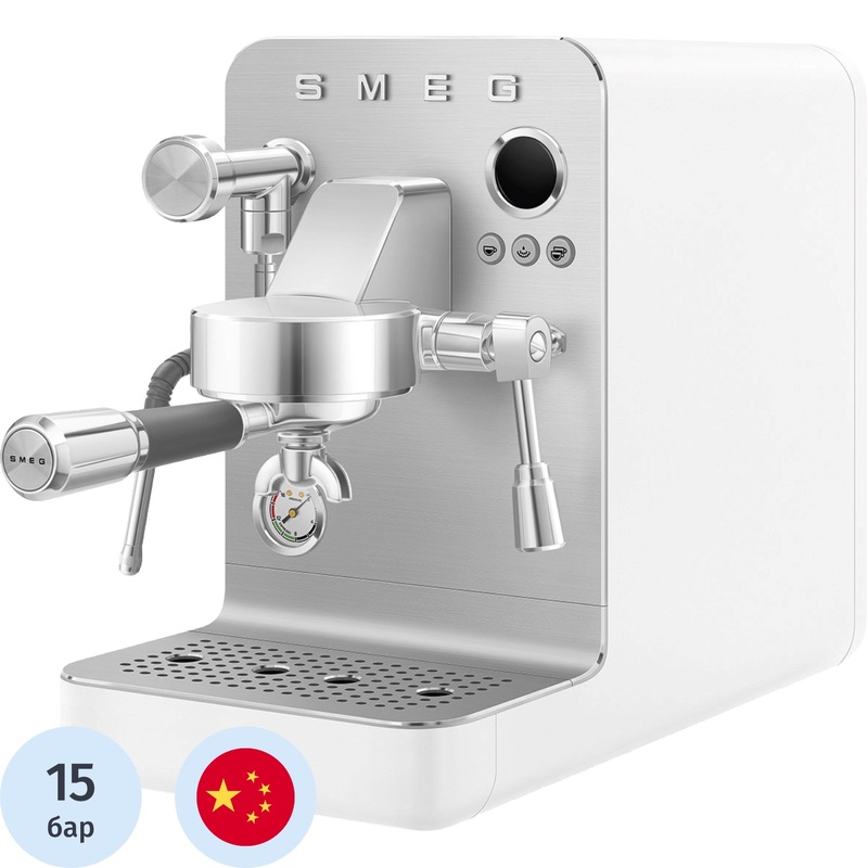 Изображение товара Кофемашина рожковая Smeg EMC02WHMEU белая Эспрессо двойной