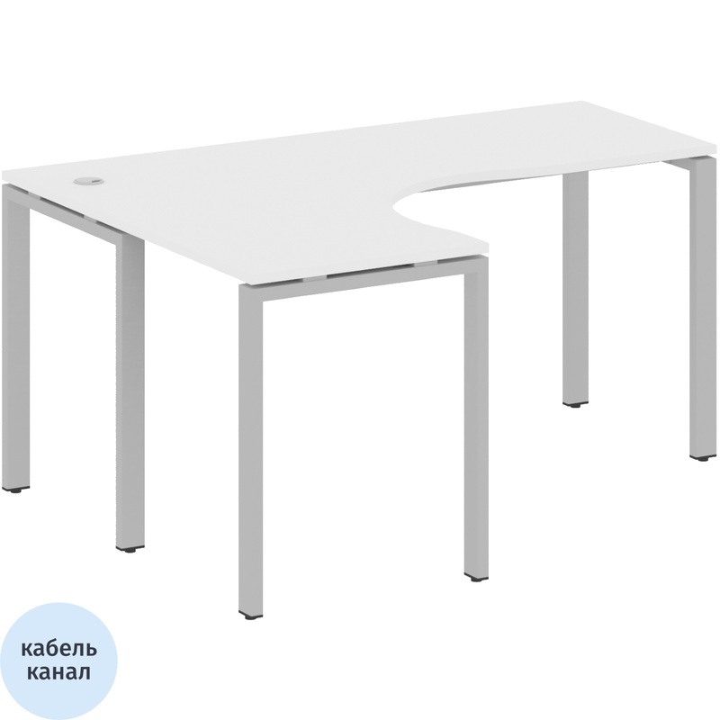 Изображение товара Эргономичный письменный стол Metal System Style БП.СА-4 Л 1600х1200х750 мм белый/серый Россия