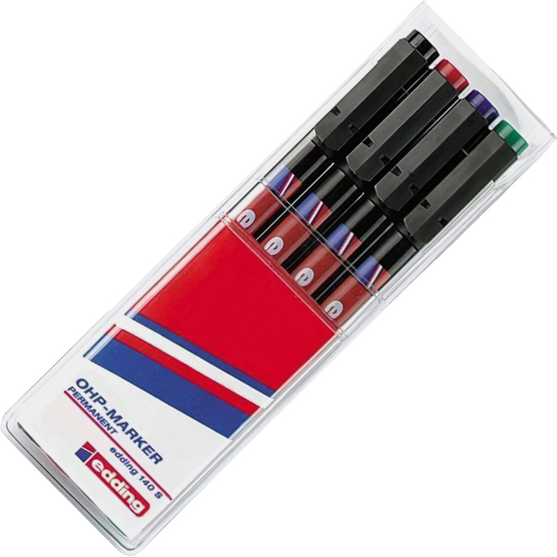 Изображение товара Набор маркеров промышленных перманентные Edding E-140/4S для глянцевых поверхностей 4 цвета 0.3 мм