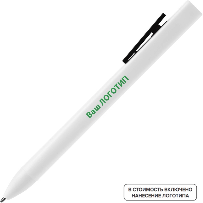 Изображение товара Ручка шариковая автоматическая Swiper SQ синяя толщина линии 1 мм белый/черный корпус (200 штук в упаковке) с лого