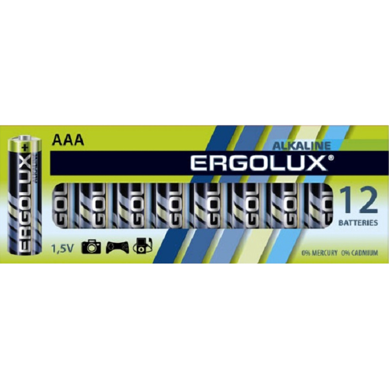 Изображение товара Батарейка AAA мизинчиковая Ergolux Alkaline 12 шт надежный источник питания
