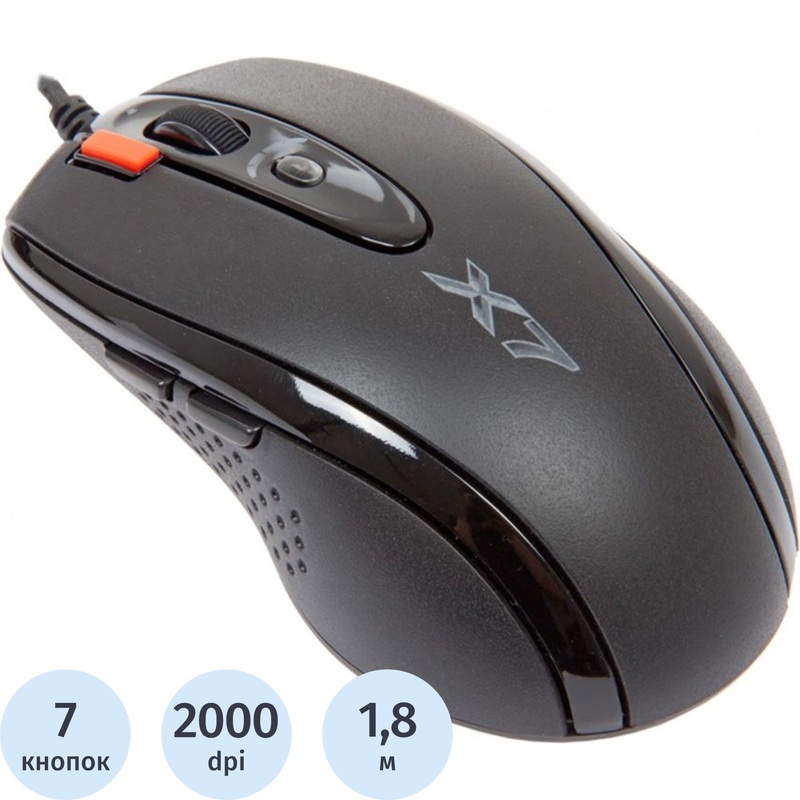 Изображение товара Игровая мышь A4Tech X-710BK черная с проводным подключением