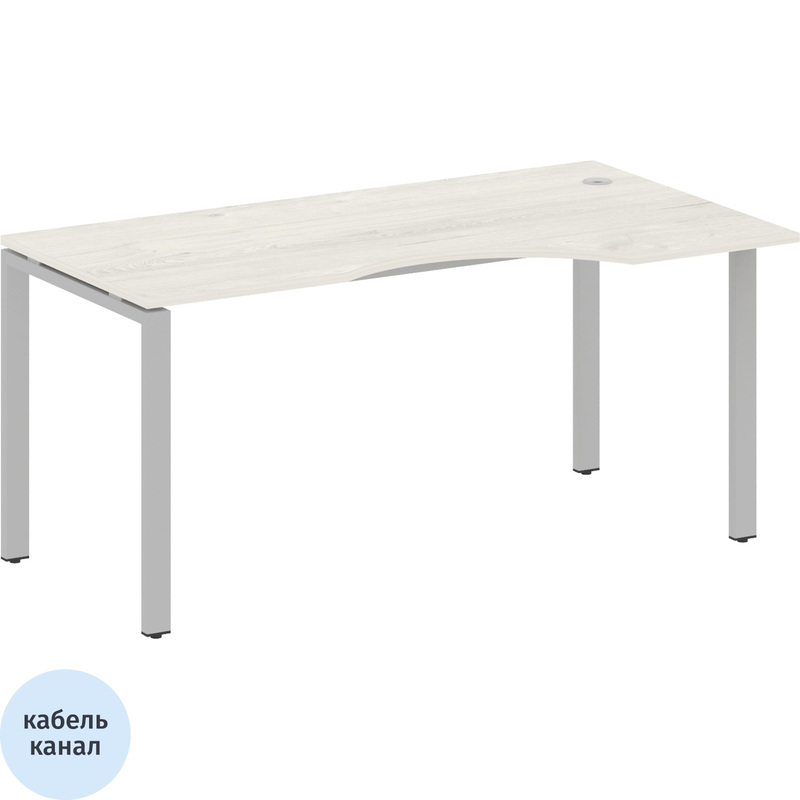 Изображение товара Эргономичный рабочий стол Metal System Style BP.СА-1 Пр правый дуб наварра/серый 1600х900х750 мм