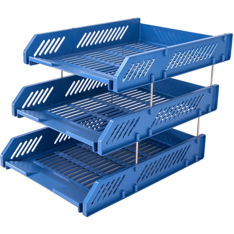 Изображение товара Лоток горизонтальный Deli для бумаг синий 3 секции