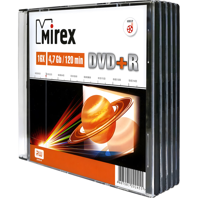Изображение товара DVD+R Mirex 4.7 ГБ 16x slim box (5 штук) Ультранадежные диски для хранения данных