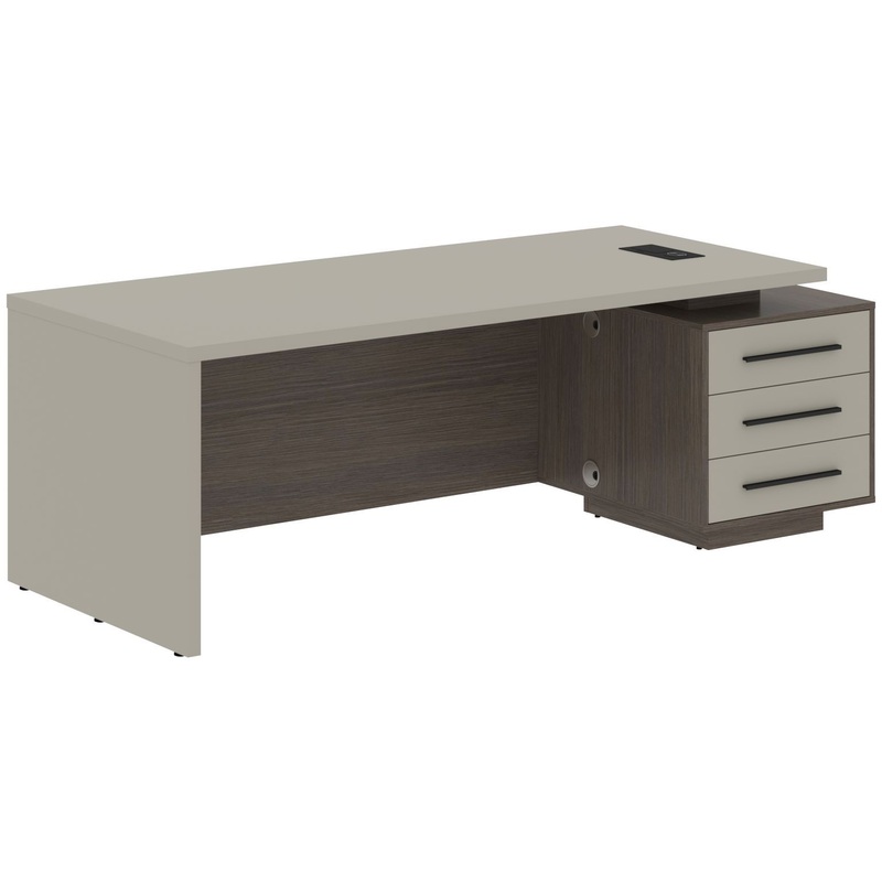 Изображение товара Стол руководителя с тумбой (аметист/дуб сильвер, 1900х750х2300 мм)