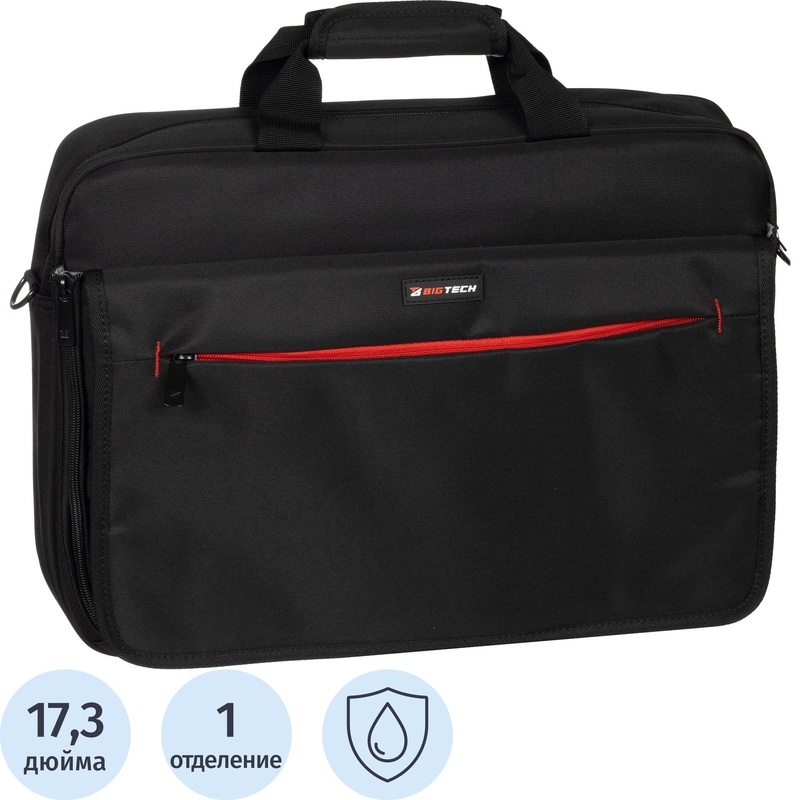 Изображение товара Уценка. Сумка для ноутбука 17.3" BigTech Ultime чёрная (LB-BT-06BK)