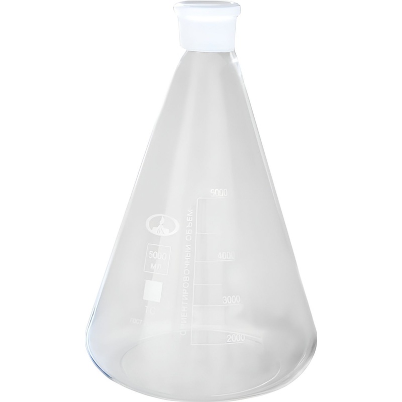 Изображение товара Коническая лабораторная колба 5л Кн-1-5000-45/40 стекло ГОСТ