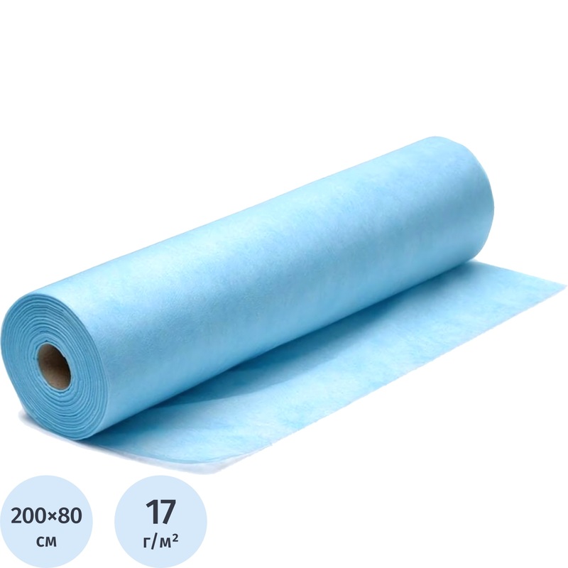 Изображение товара Простыня одноразовая Ньюфарм нестерильная с перфорацией 200x80 см голубая 17 г/кв.м (100 штук в рулоне)