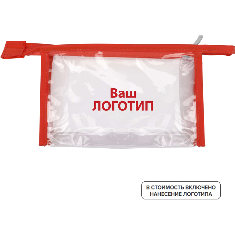 Изображение товара Косметичка Lucy красная и прозрачная из ПВХ с логотипом