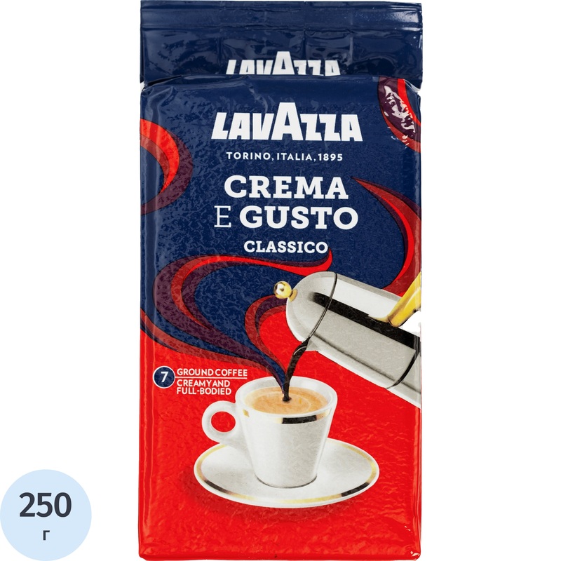Изображение товара Кофе молотый Lavazza Crema e Gusto Classico 250 г вакуумная упаковка