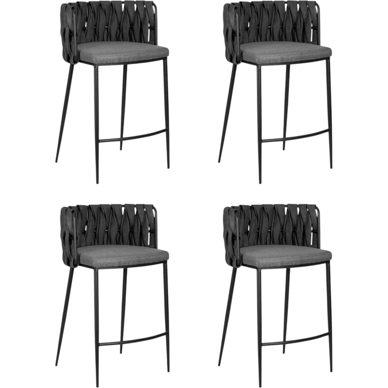 Изображение товара Стул полубарный DOBRIN AMELIA COUNTER серый/чёрный (ткань/экокожа, металл, 4 штуки в упаковке)