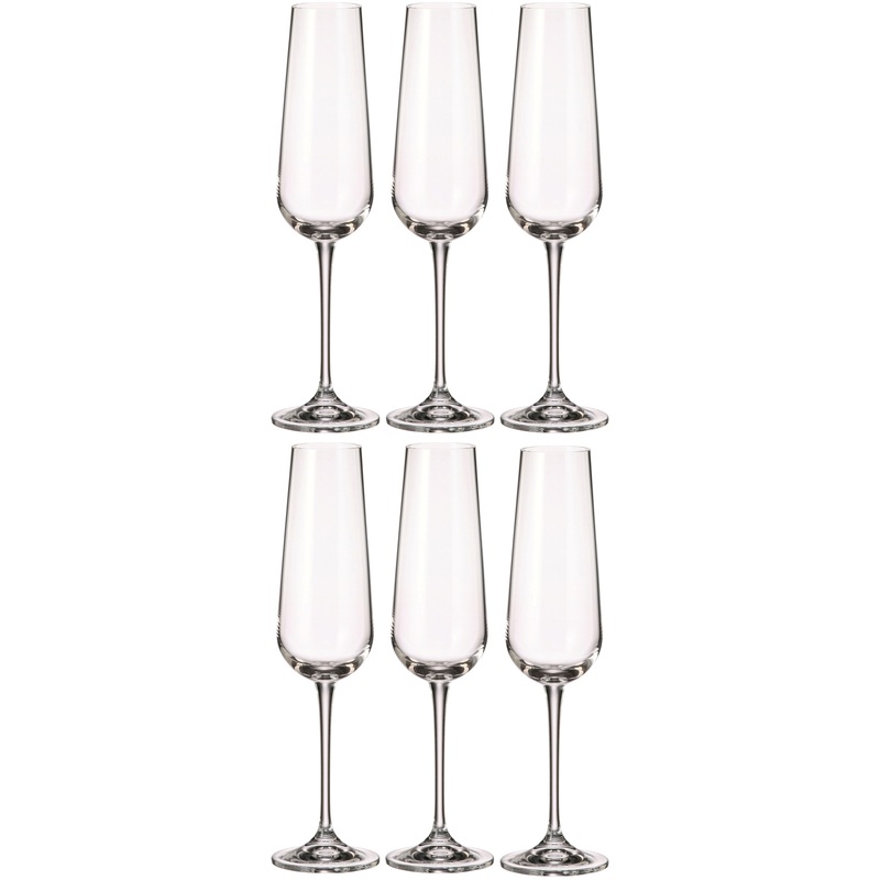 Изображение товара Набор бокалов для шампанского Crystal Bohemia Ardea 220 мл 6 шт стильное стекло Чехия