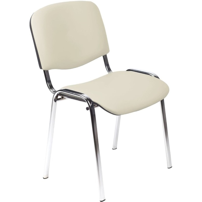 Изображение товара Стул офисный Easy Chair бежевый кожзаменитель хромированный