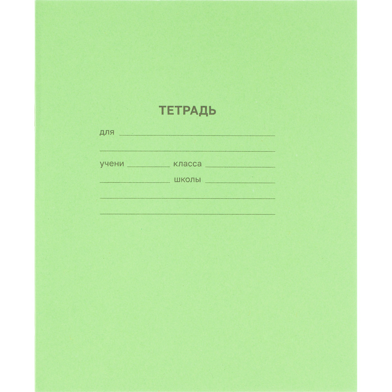 Изображение товара Тетрадь школьная зеленая А5 12 листов в косую линию (20 штук в упаковке)