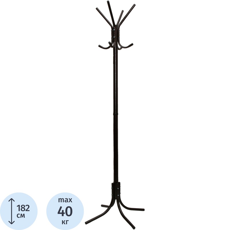 Изображение товара Вешалка напольная стойка 4 крючка черная россия сборка 12 мес