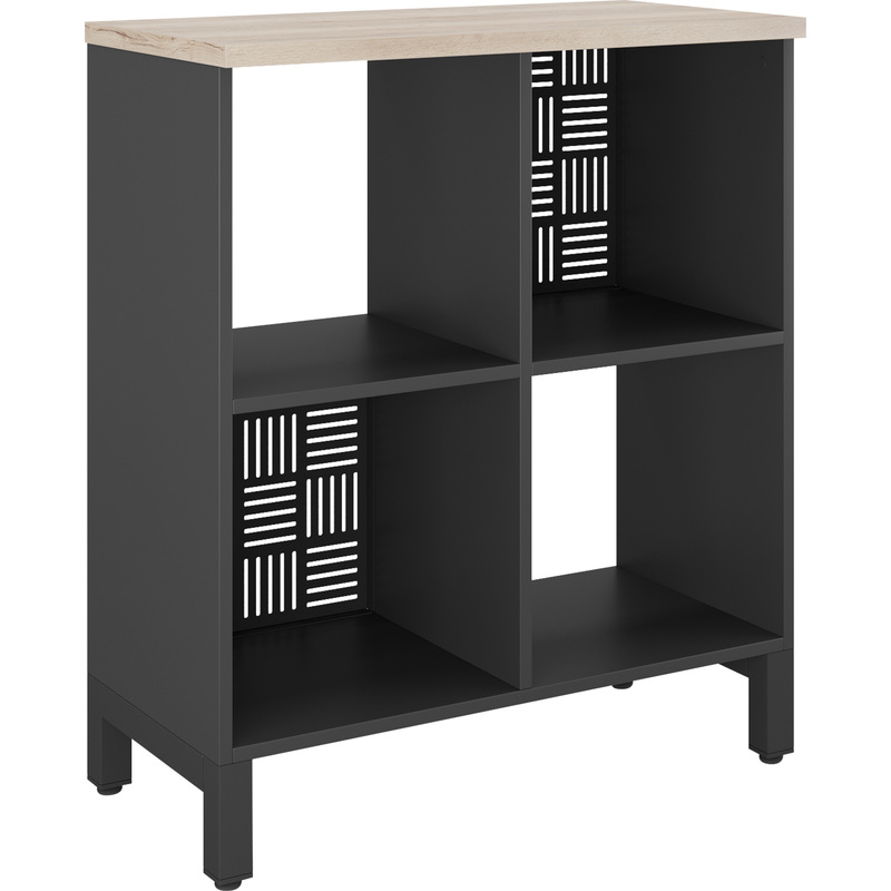 Изображение товара Стеллаж для документов Kobor SQ-2Х2 чёрный муар/дуб натуральный 752х370х860 мм