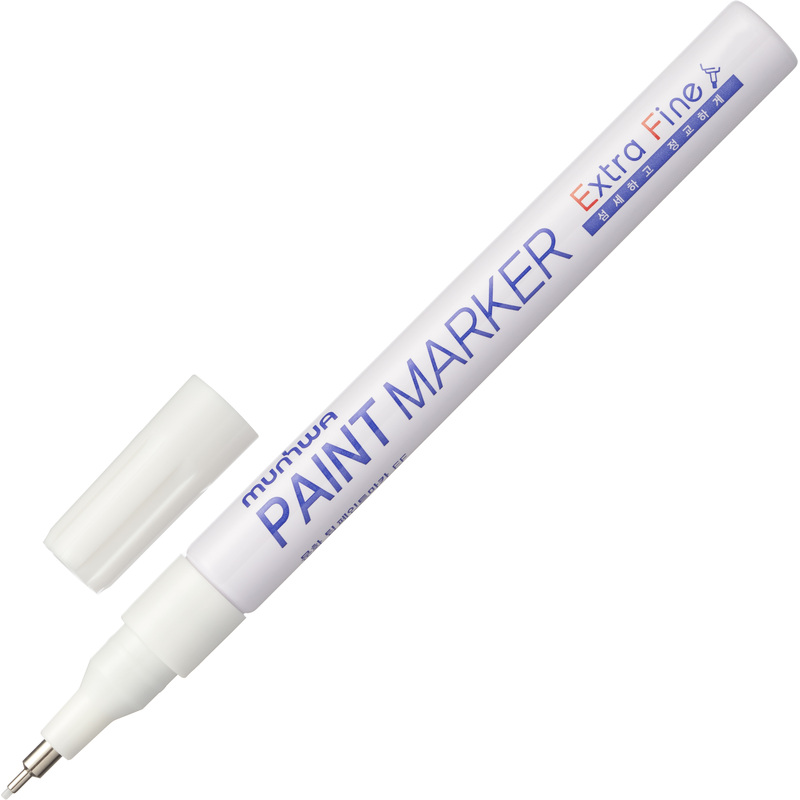 Изображение товара Промышленный лаковый маркер MunHwa EFPM-05 белый 1-2 мм для металла пластика и других поверхностей