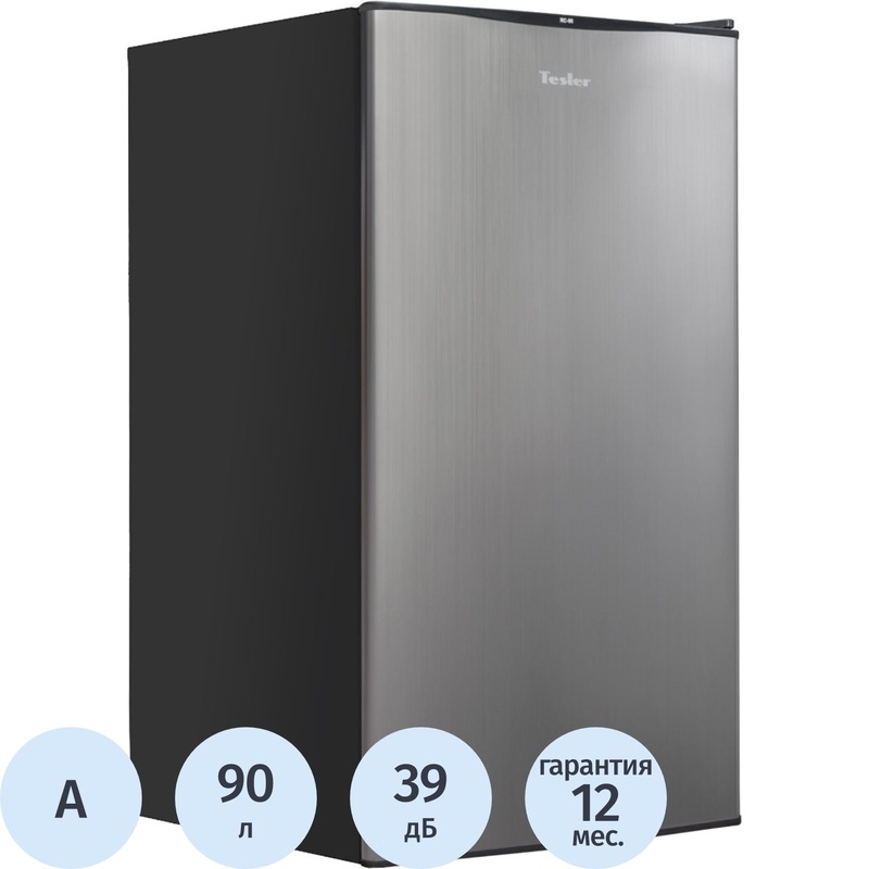 Изображение товара Однокамерный холодильник Tesler RC-95 90л серебристый с механическим управлением