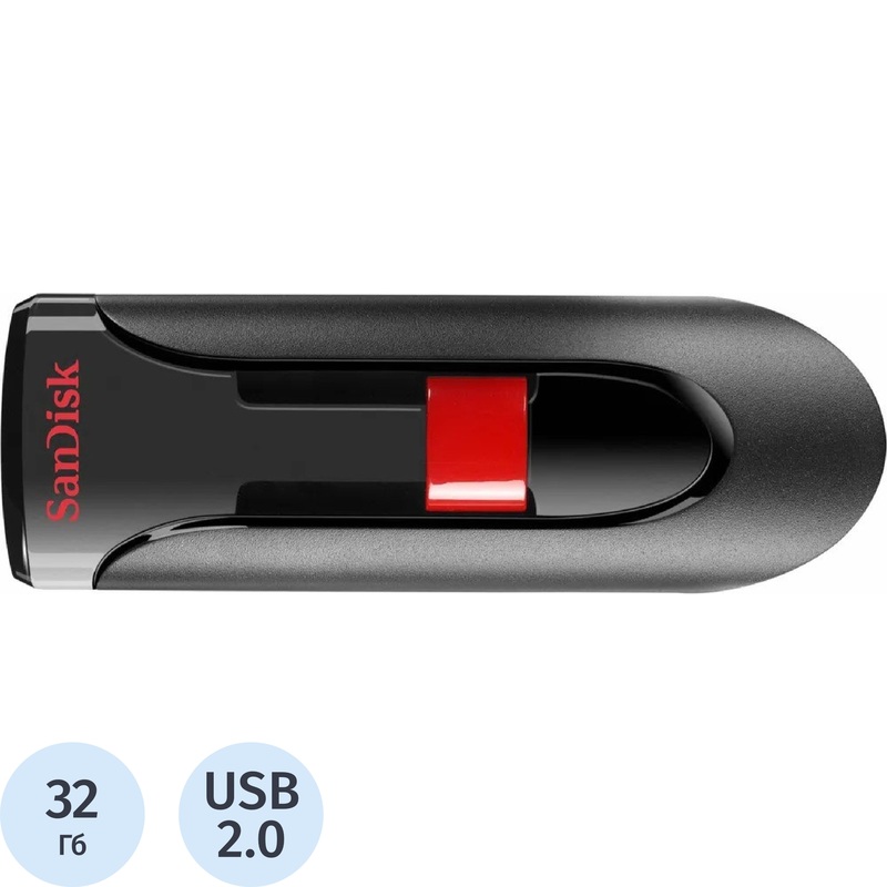 Изображение товара Флешка USB 2.0 32 ГБ SanDisk CZ60 Cruzer Glide (SDCZ60-032G-B35)
