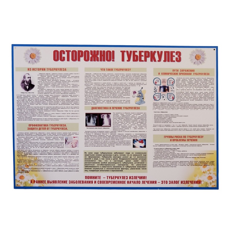 Изображение товара Информационный стенд 70x100 см Осторожно Туберкулез настенный пластиковый