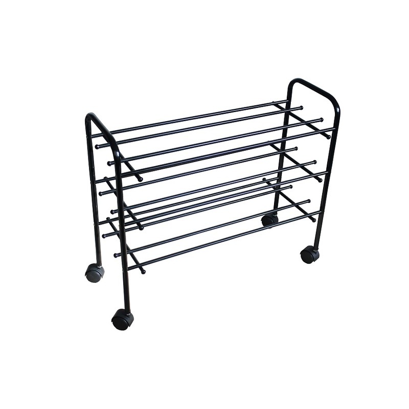 Изображение товара Подставка для обуви ПО - 3/70К черная на колесиках с 3 полками