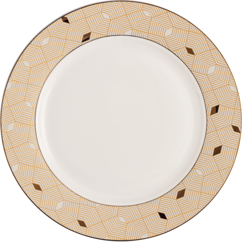Изображение товара Обеденная тарелка Nadoba Mari Gold фарфор 27 см с золотым кантом и рисунком