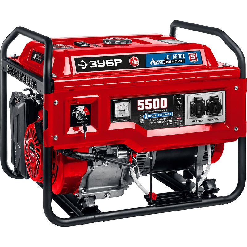 Изображение товара Генератор газобензиновый Зубр СГ-5500Е