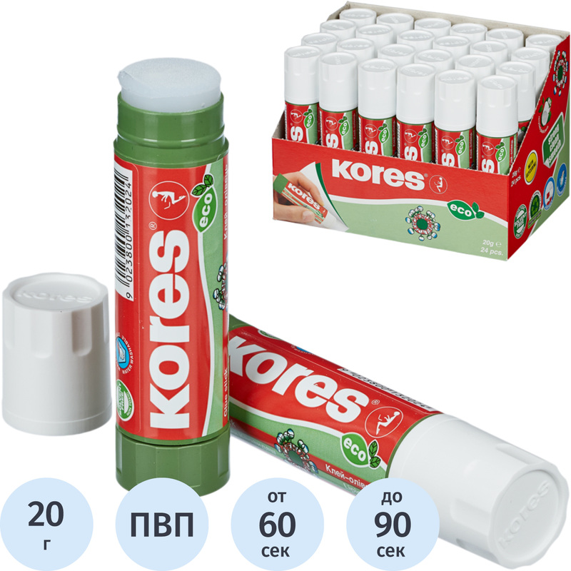 Изображение товара Клей-карандаш Kores Glue-Eco 20 г для бумаги и текстиля