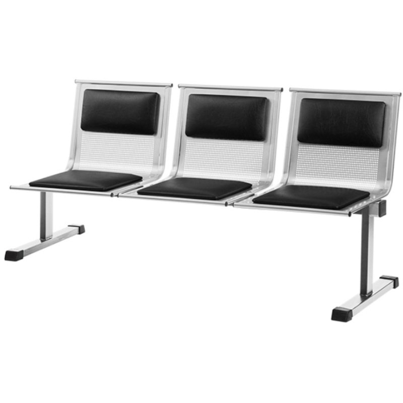 Изображение товара Многоместная секция Стайл+ 88/4-03 черная/серая из искусственной кожи металл